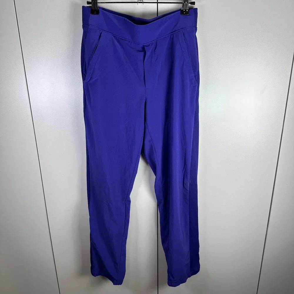 Athleta Womens 0/P Purple Jogger Pants Elastic Waist Ribbed‎ Detail Athleisure